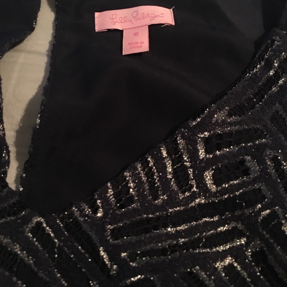 Lilly Pulitzer Navy and Silver Bamboo Lace Dress - Picture 2 of 3